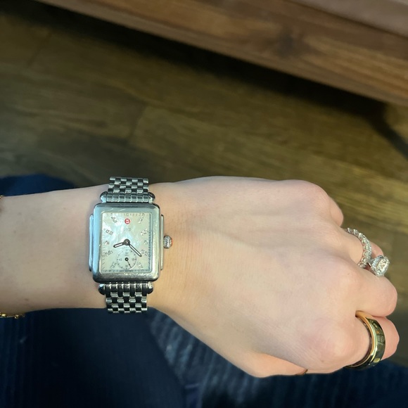 Michele Deco Diamond Watch – Silver with Mother of Pearl Face - Picture 6 of 15